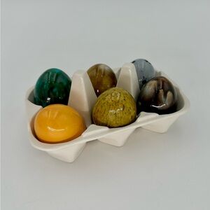 6 cermaic glazed eggs